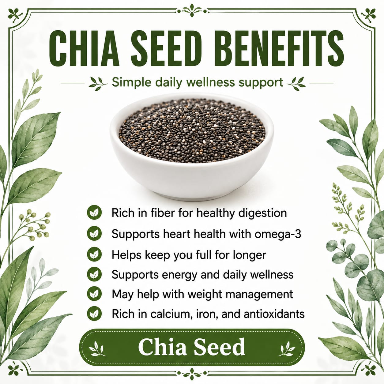Premium Chia Seeds  | High Fiber, Natural, Healthier Choice | Organic & Premium | Packed in Jar
